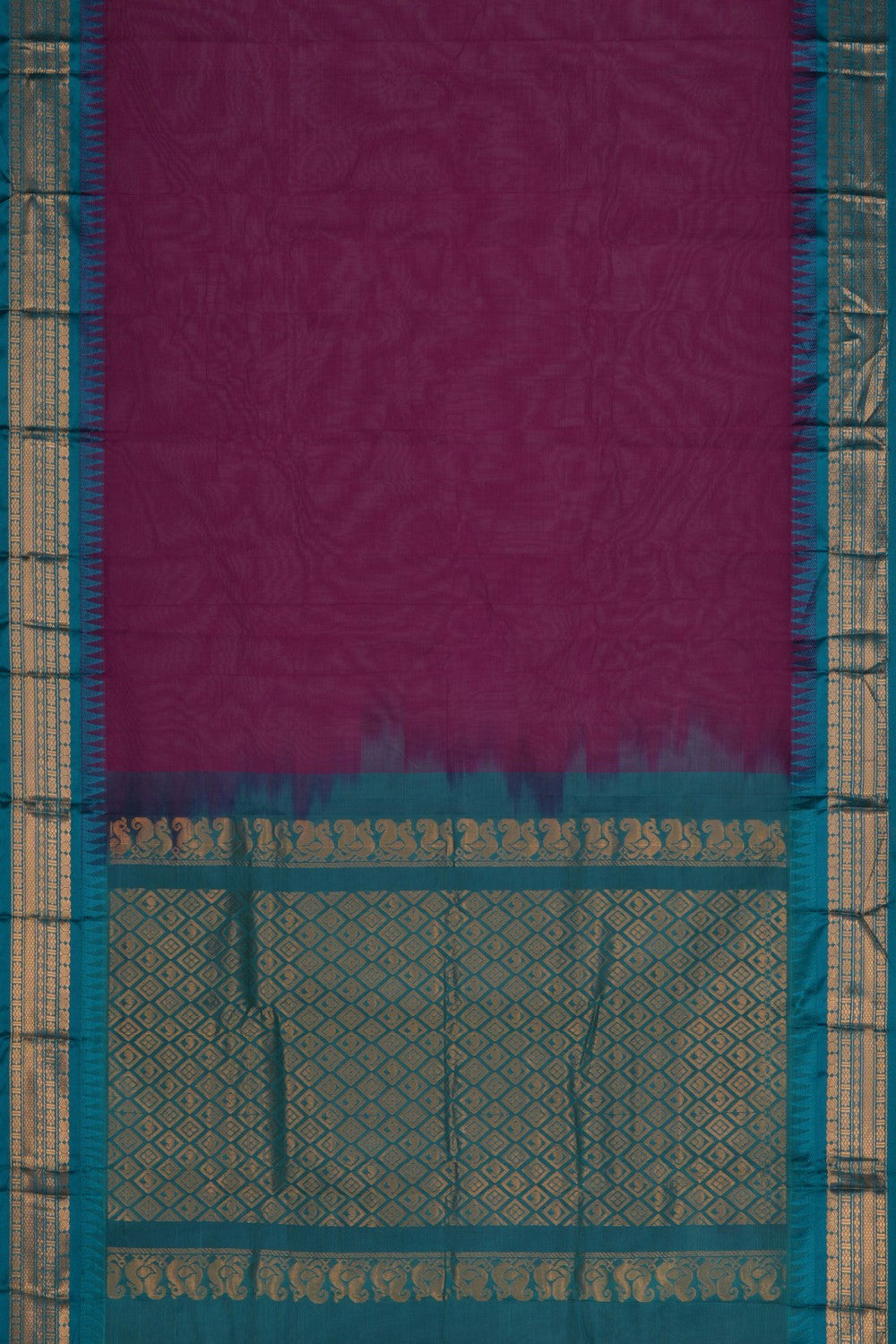 Image of Gadwal Cotton Purple Saree